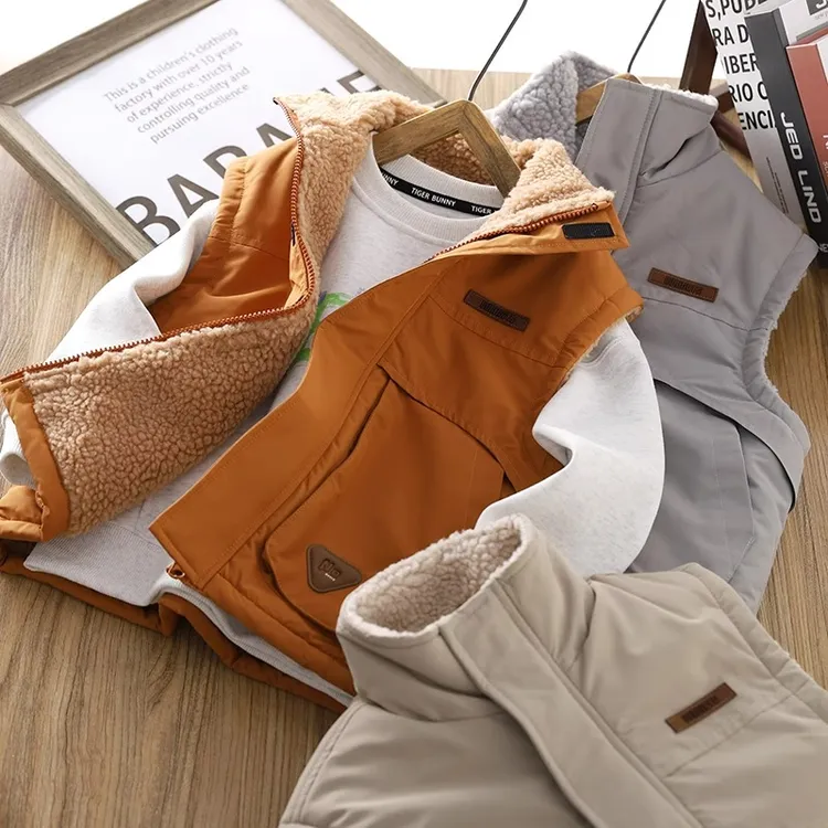 童装男童加绒马甲秋冬装2025新款儿童加厚保暖坎肩男孩高领马甲潮