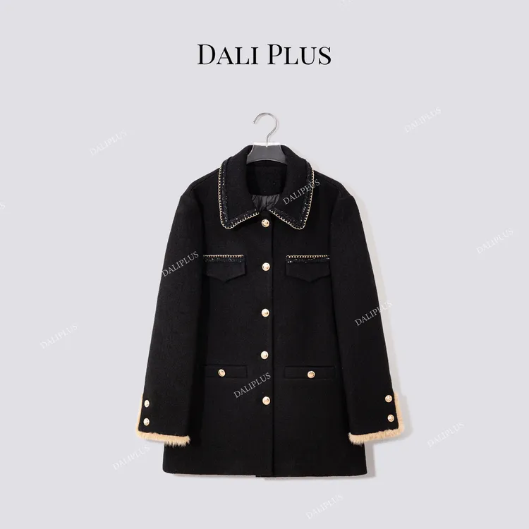 DALI PLUS“中古水貂拼羊毛呢子95白鹅绒”羽绒服轻装滑-D5SS7325