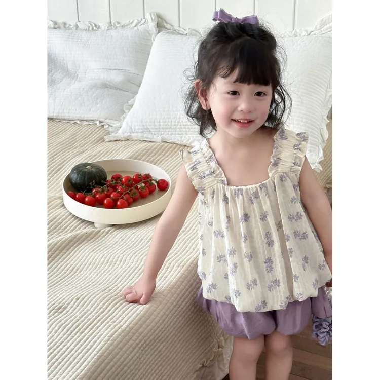 2025夏季新款品质童装女童甜美洋气套装吊带碎花夏装中小童两件套