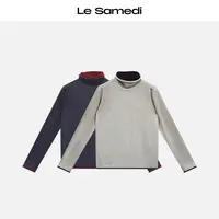 Le Samedi马油叶儿【层次戏法】杨子羊毛撞色卷边假两件打底衫