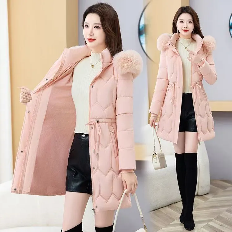 2025冬季新款时尚气质百搭中长款修身显瘦收腰保暖棉服外套