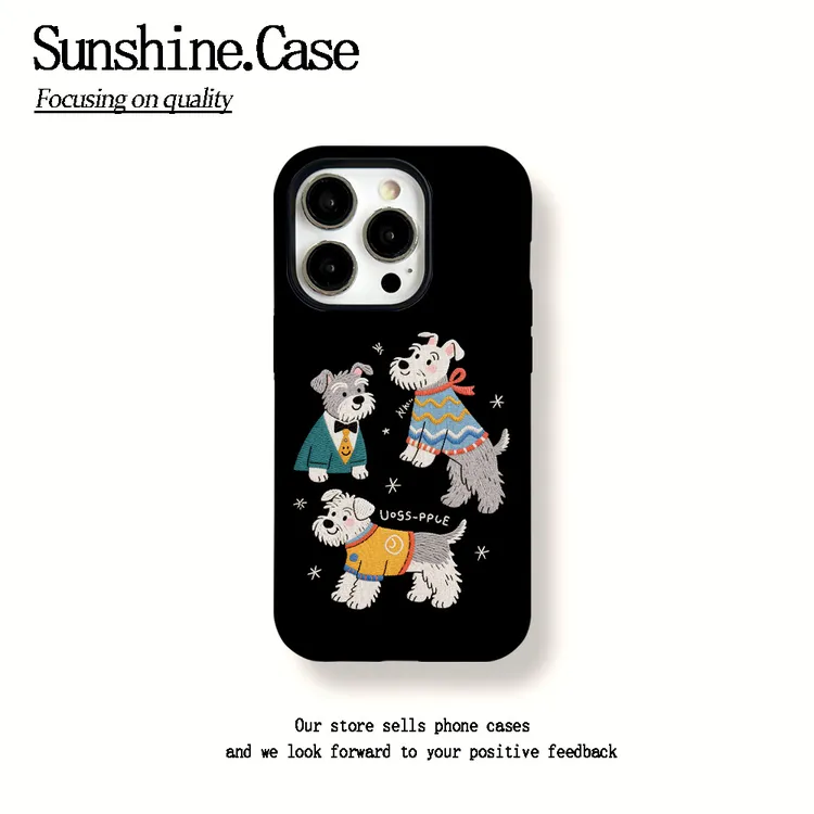 菲林二合一适用苹果华为vivo小米oppo手机壳黑底雪纳瑞16PROMAX