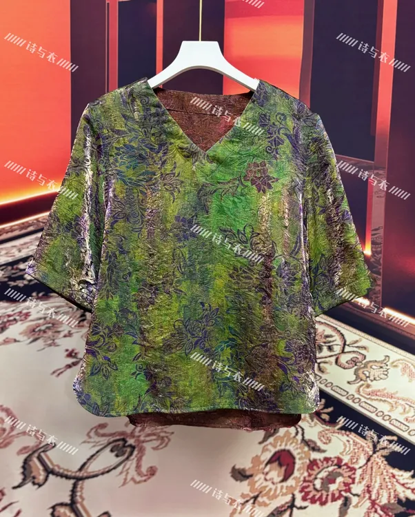 【绿萝】双面双穿夏季极简风贝果复古风气质T恤新复古风宽松型