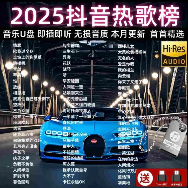 歌曲u盘2025最新款最火网络流行新歌车载音乐U盘无损网红热门热歌