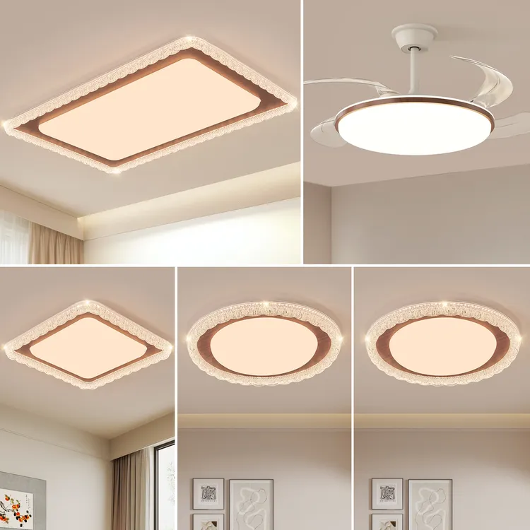 意式极简客厅吸顶灯中古风胡桃木纹高级感家用卧室灯餐厅护眼灯具