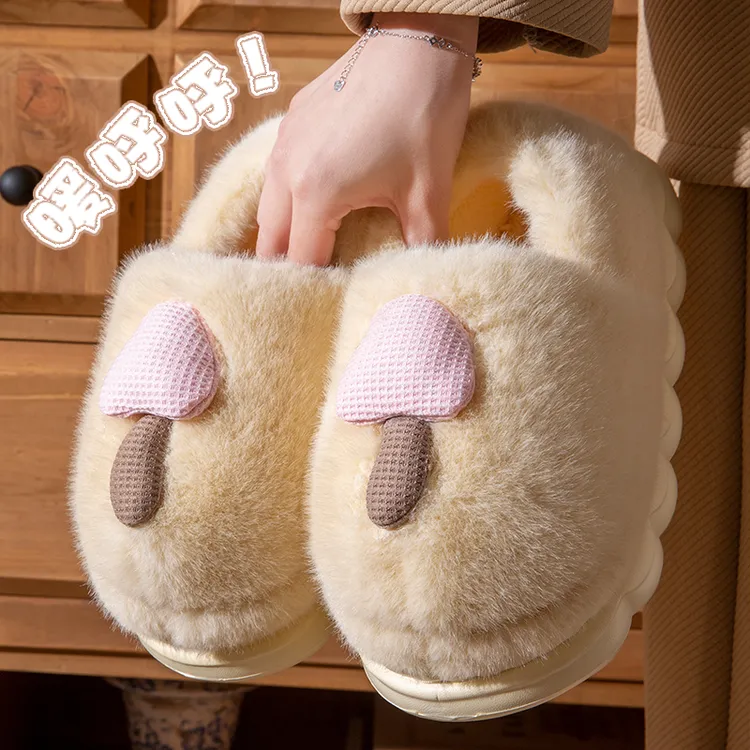 包跟厚底棉拖鞋女款冬季2025新款家居室内保暖月子毛毛绒棉鞋女士