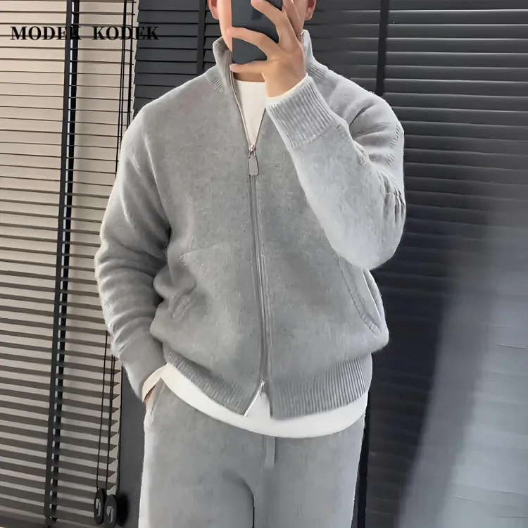 MODEK KODEK高级感男士长袖毛衣针织开衫春秋新款纯色休闲男外套