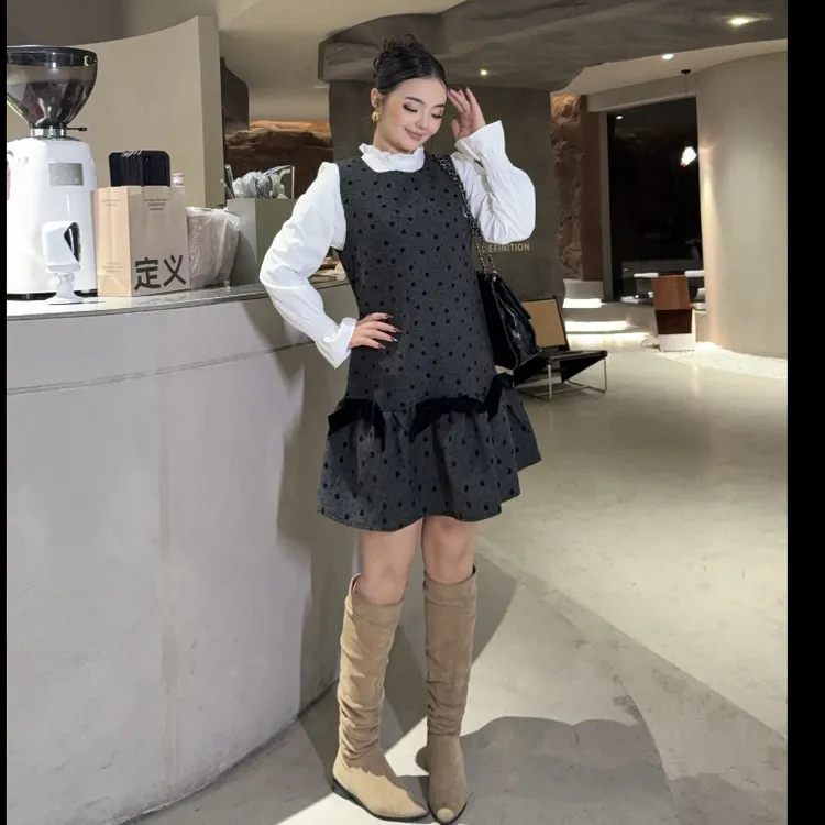 Rayhon新款两件套连衣裙气质显瘦甜美风格