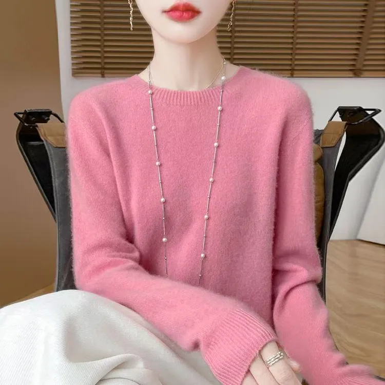 超柔软~一线成衣经典圆领针织打底衫女秋冬百搭内搭上衣