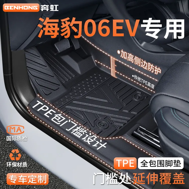 适用25款比亚迪海豹06EV专用脚垫TPE全包裹汽车用品06包门槛dmi地