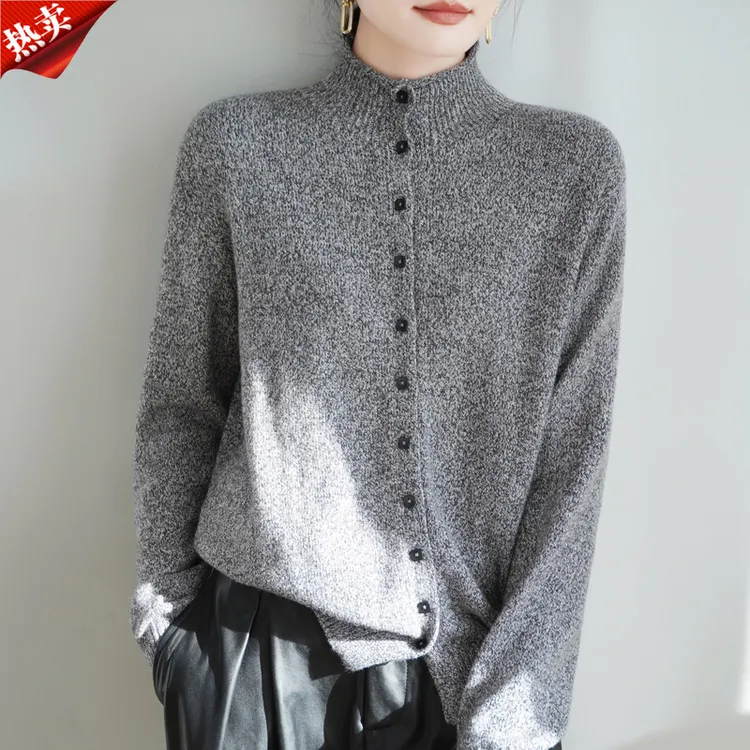 哥弟阿玛施正品新款加厚花纱羊毛针织开衫秋冬时尚休闲百搭毛衣女