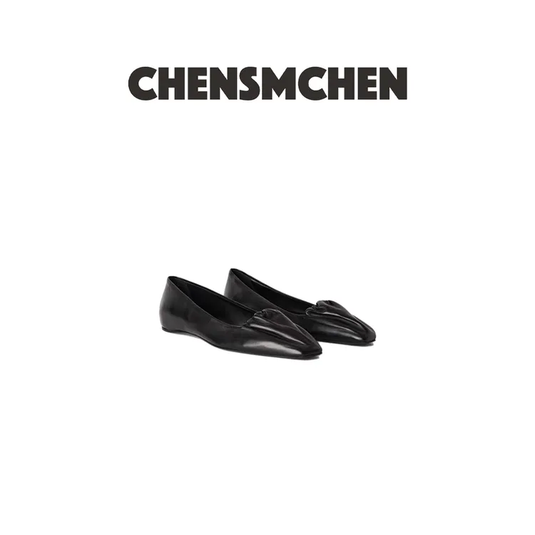 CHENSMCHEN 经典设计款浅口褶皱文艺风百搭单鞋