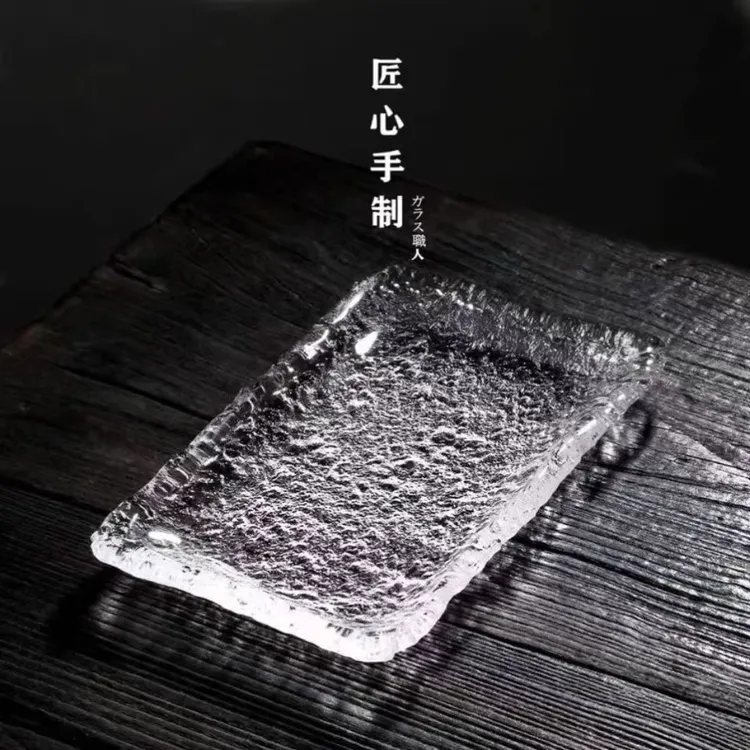 日式冰露盘水晶玻璃盘子零食小蝶手工创意小食盘锤目纹创意壶承