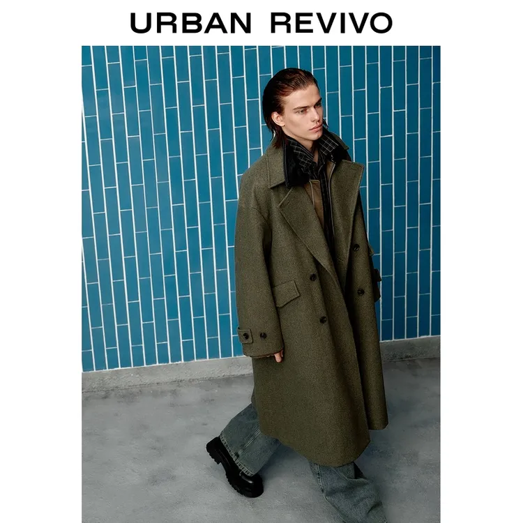 UR2025冬季新款男装琥珀流光风双排扣大衣UML150050+