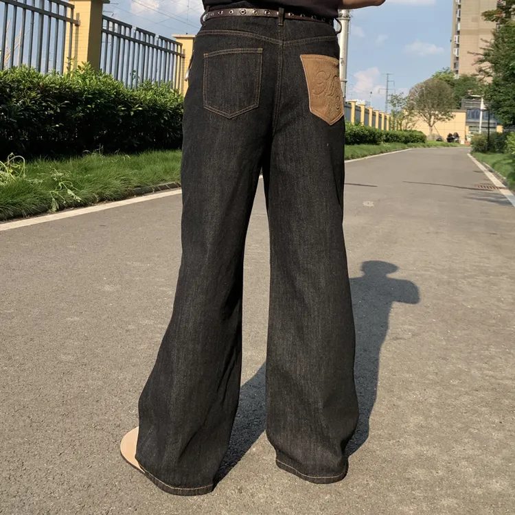 （马毛冈山原牛）美式14昂s直筒弯刀牛仔裤复古高级感