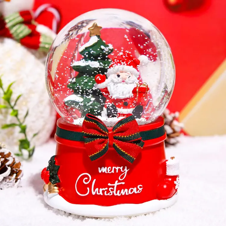 圣诞节水晶球音乐盒摆件飘雪旋转八音盒儿童男女友平安夜新年礼物