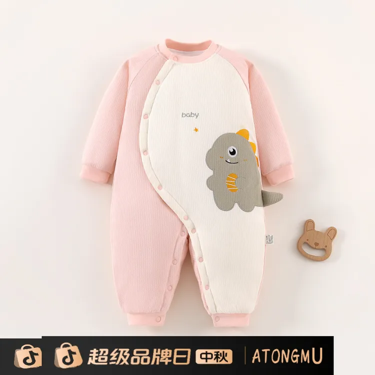 秋冬婴儿衣服宝宝a类夹棉卡通连体衣保暖爬服加厚安阳童装家居服1