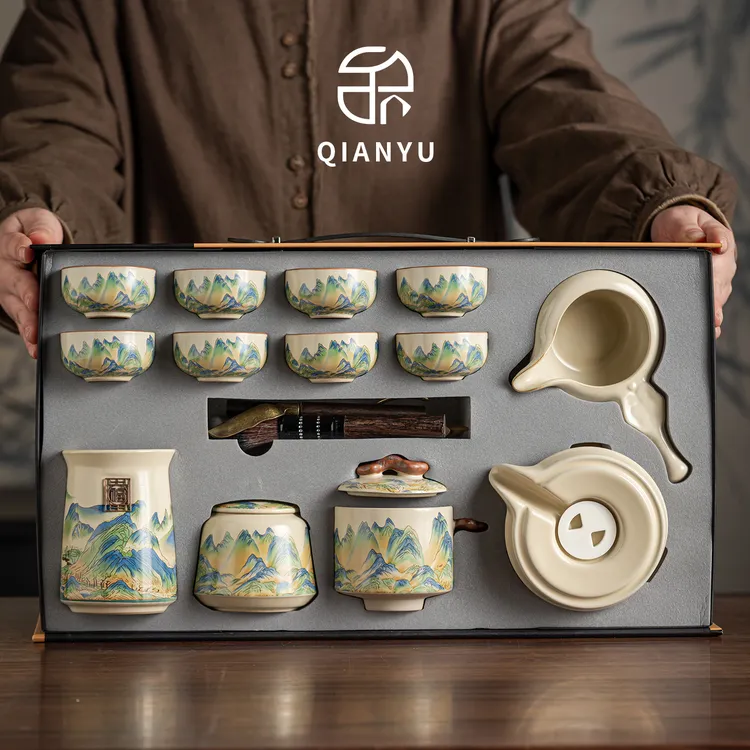 汝窑自动功夫茶具套装家用懒人泡茶神器陶瓷防烫茶壶茶杯整套礼盒商品图