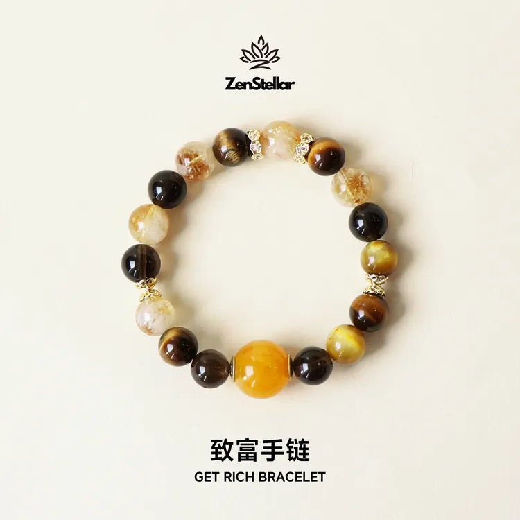 禅星AI陪伴手串致富手链金霸组合黄塔晶黄虎眼石茶晶金虎眼石原创