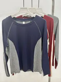 B602#时尚圆领拼色百搭长袖上衣（L~5XL 90~160斤）