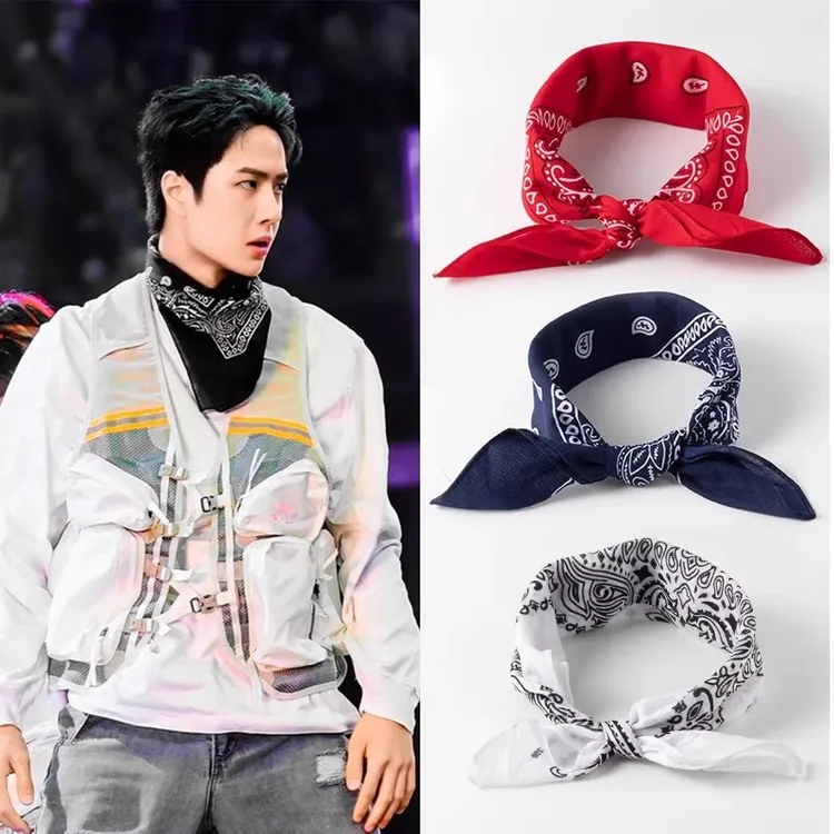 嘻哈纯棉腰果头巾hiphop美式街头霹雳舞复古领巾bandana方巾