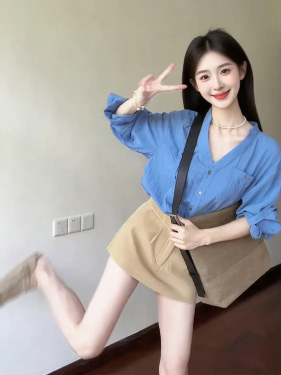 巨好看气质一整套ootd穿搭韩系独特上衣短裙chic高级感秋季套装女