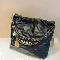 大吉中古/Chanel香奈儿黑金22bag白字小号单肩包