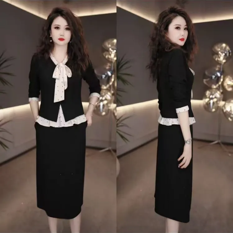 2025早秋新款洋气时尚优雅显瘦设计感气质名媛长袖连衣裙M-4XL