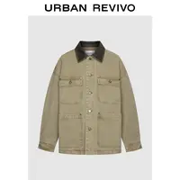 UR2025冬季新款女装流光风拼接翻领多口袋棉服外套UYL150073