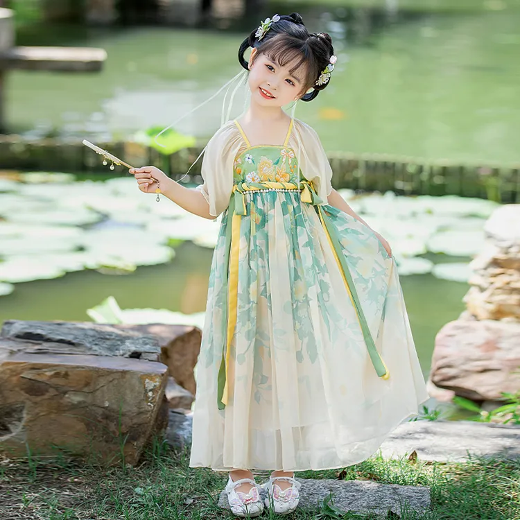【琉璃】短袖汉服夏季中国风连衣裙古风薄款夏款小女孩齐胸仙气