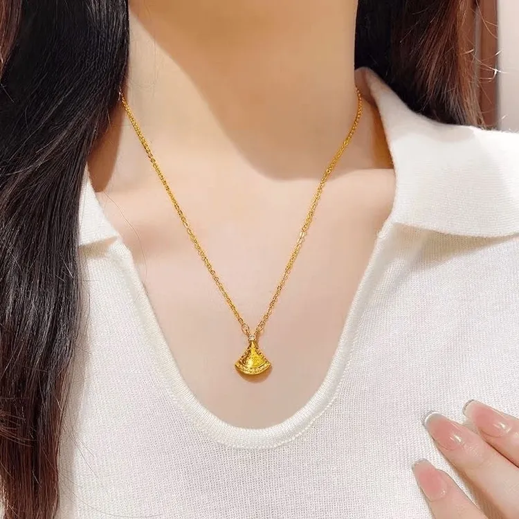 铜合金项链 爆闪碎冰冰小裙摆项链精致轻奢