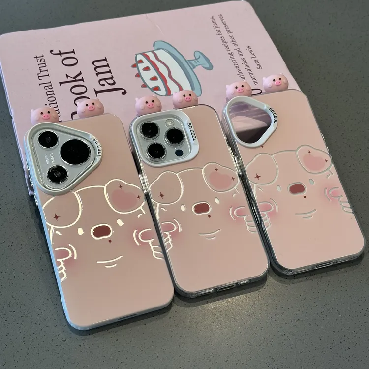 欧克里里可爱卖萌猪猪立体小猪适用苹果16手机壳华为oppo小米vivo