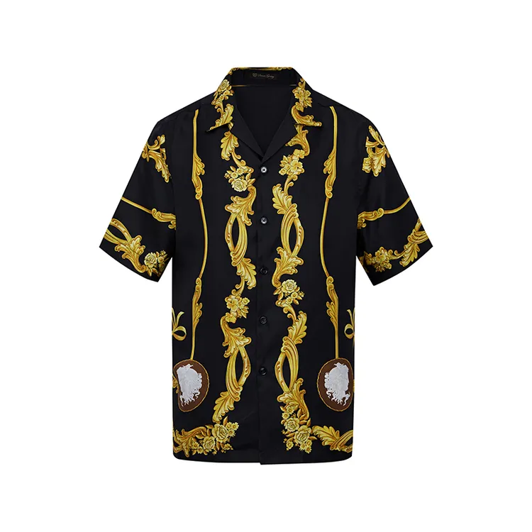 SAVOUR GENTRY 黑金巴洛克浮雕桑蚕丝衬衫  25BC029