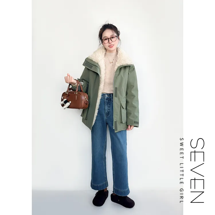 现货⑦七七146小个子冬季大毛领90白鸭绒羽绒服外套女派克服小美说