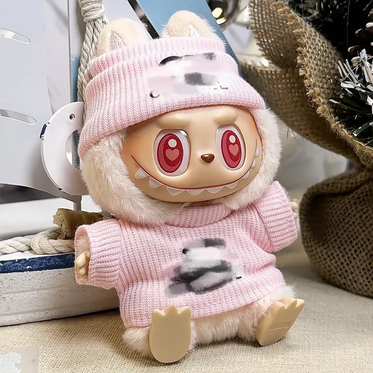 拉布布lv娃衣17cm15cm一二三代毛绒公仔衣服套装labubu可爱连衣裙