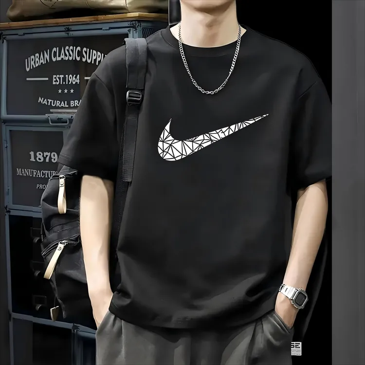 短袖圆领印花宽松休闲运动T恤半袖纯棉t恤男女同款情侣款夏季百搭