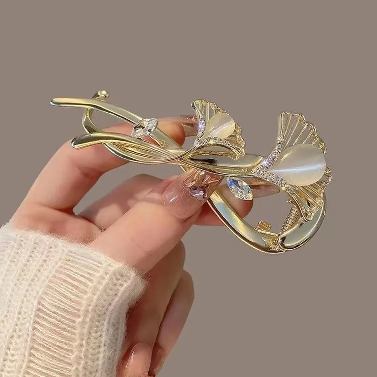 银杏叶扭扭夹一字夹女气质款后脑勺盘发发夹高级感发卡头饰发饰