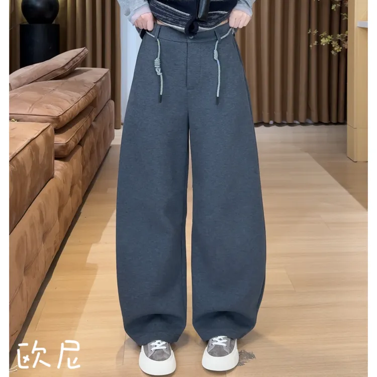 欧尼私服 2025早秋新款单粒扣弯刀休闲卫裤阔腿休闲裤2509C5595