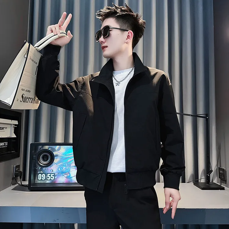 男士痞帅潮牌炸街外套潮流上衣2025新款春秋季工装夹克男修身褂子
