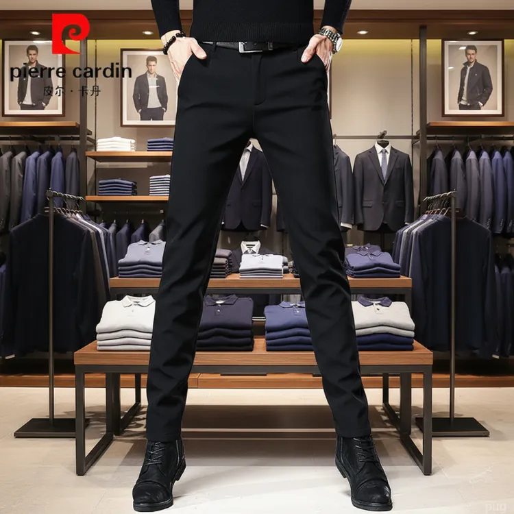 皮尔卡丹西裤男感垂感工装裤弹力衣服黑色休闲裤男男款休闲裤男款
