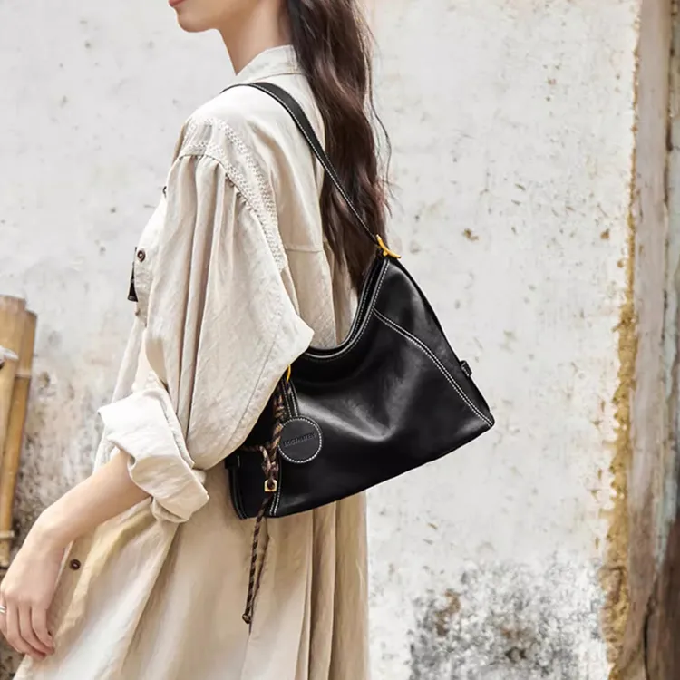 波斯丹顿植鞣牛皮托特包大容量单肩斜跨hobo包BL1254121ZB