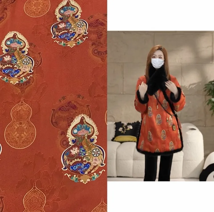 Miss.Z【八宝福禄】侧门襟拼水貂毛夹棉外套#w3040