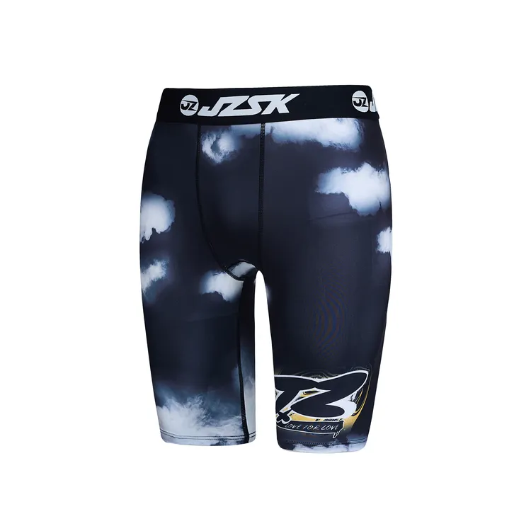 【JZ黑白迷雾五分紧身裤2.0】美式运动篮球高弹速干满印打训练底裤