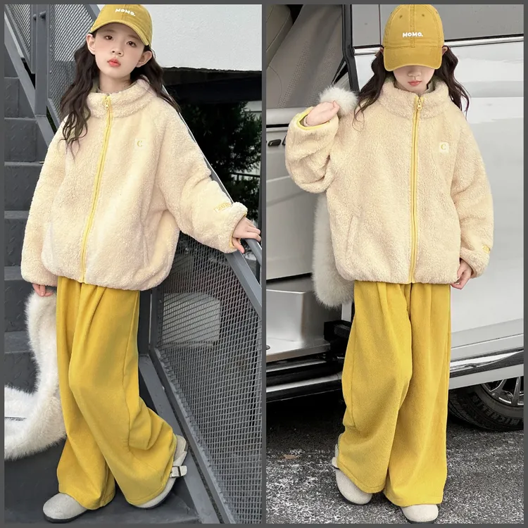 儿童冬季甜美套装2025新款6-12岁中大童宽松柔软保暖毛毛衣套装