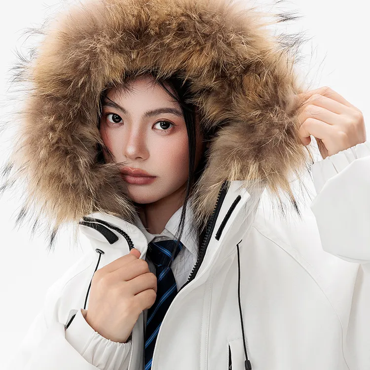 恢宏冬季厚款工装风男士中长款宽松版型90%白鸭绒情侣连帽羽绒服