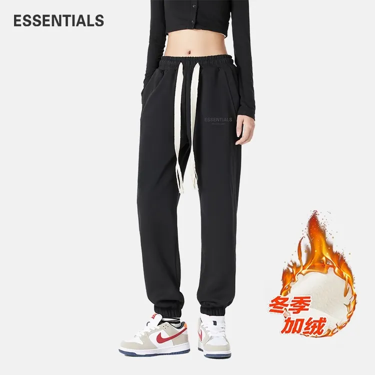 ESSENTIALS休闲裤女2025美式春季宽松束脚哈伦显瘦潮流加绒卫裤