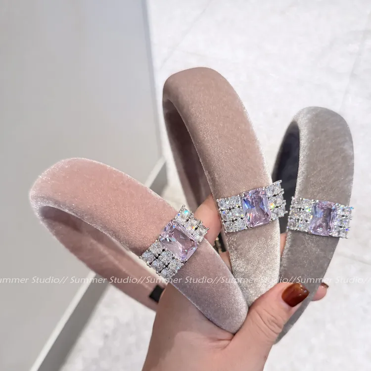 贵气千金头箍~锆石+丝绒发箍 压发高级感洋气时尚高颅顶头箍