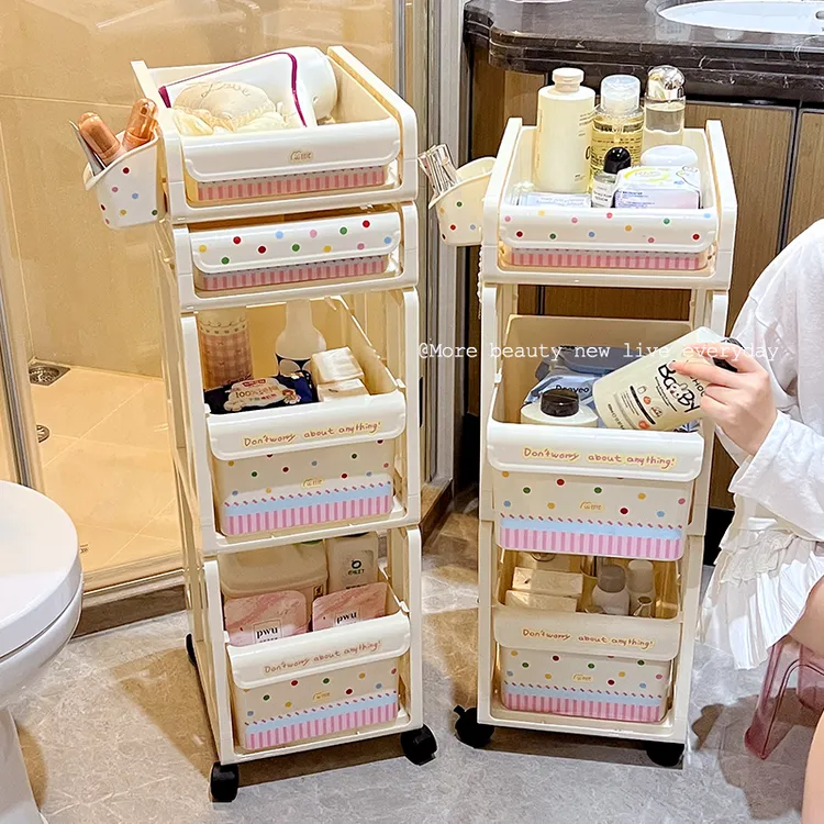 卫生间置物架小推车落地夹缝浴室专用厕所洗发水沐浴露整理脸盆架