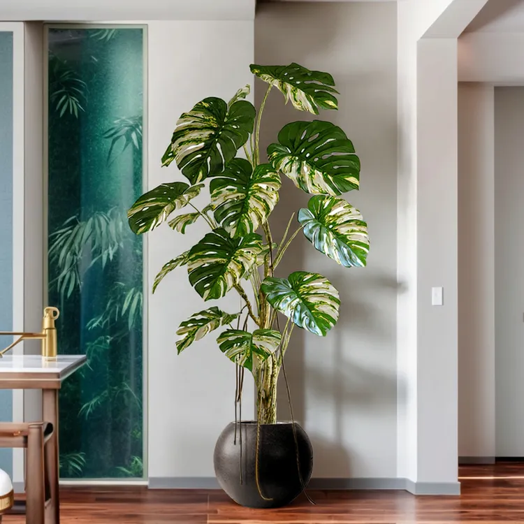 龟背竹仿真绿植高端轻奢室内装饰摆件客厅落地仿生假树植物大盆栽