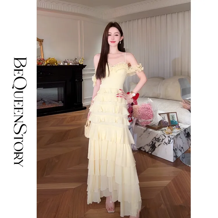 BeQueenStory【中古伊丽莎】气质飘带小众设计感蛋糕裙连衣裙2025夏